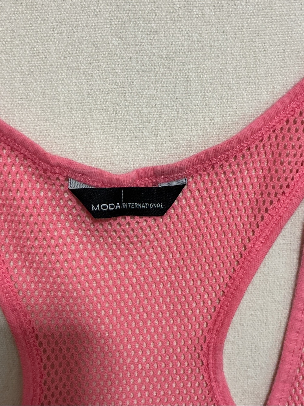 Moda Pink Mesh Racerback & Cream Cotton Racerback Tank Set - Picture 2 of 9